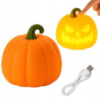 Lampka nocna biurkowa dynia Halloween dekoracja LED timer akumulatorowa