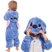 Piżama Dla Dzieci Dziecięca Kigurumi Onesie Kostium Stich Niebieski 135-145