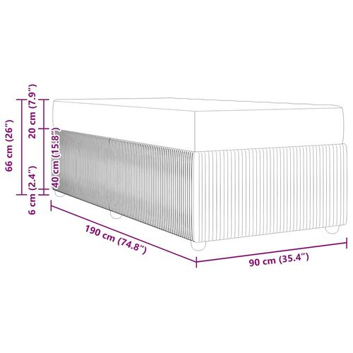 Rama łóżka z materacem Jasnoszary 90 x 190 cm Aksamit na Arena.pl