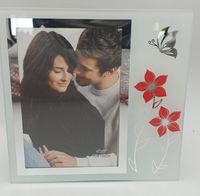 ramka na zdjęcia szklana 10 x 15 cm  kwiaty