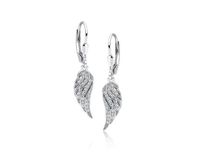 Eleganckie rodowane wiszące srebrne kolczyki celebrytka skrzydła skrzydełka wings cyrkonie srebro 925 Z1607D