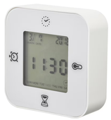 Zegar termometr budzik stoper podświetlany LED 7x7 cm 4w1 IKEA KLOCKIS