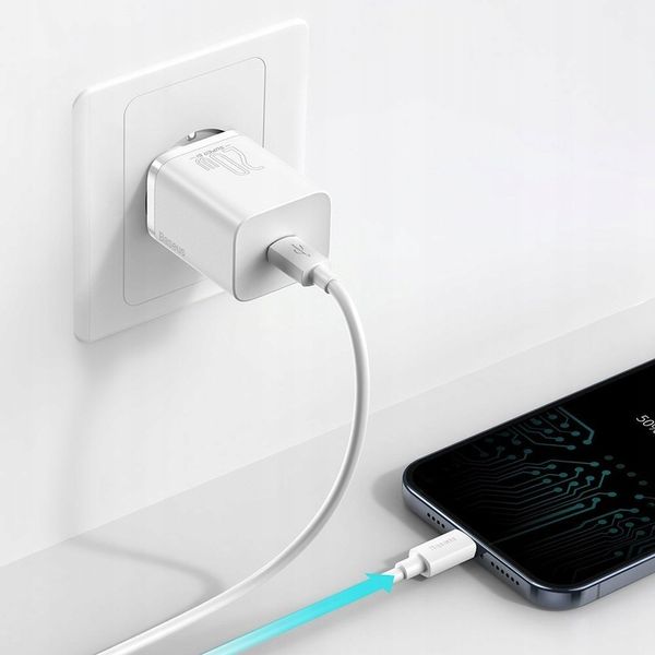 BASEUS SZYBKA ŁADOWARKA SIECIOWA INTELIGENTNA KOSTKA USB C 20W 3A +KABEL IP zdjęcie 4