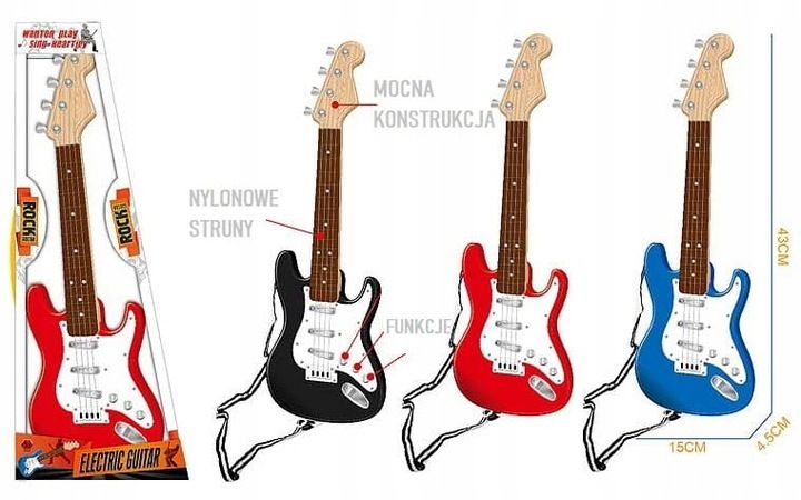 GITARA ROCKOWA DLA DZIECI GRA STRUNY INSTRUMENT zdjęcie 8
