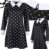 Sukienka wednesday addams strój kostium dla dzieci halloween przebranie 125 — Czarny