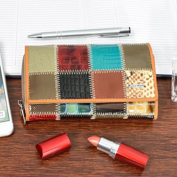 Portfel Damski Skórzany Patchwork Skóra Duży M96 zdjęcie 2