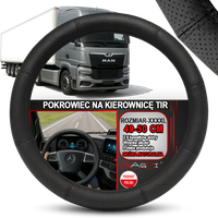 NAKŁADKA NA KIEROWNICĘ TIR BUS SKÓRZANY POKROWIEC SKÓRA PERFOROWANA 49-50CM