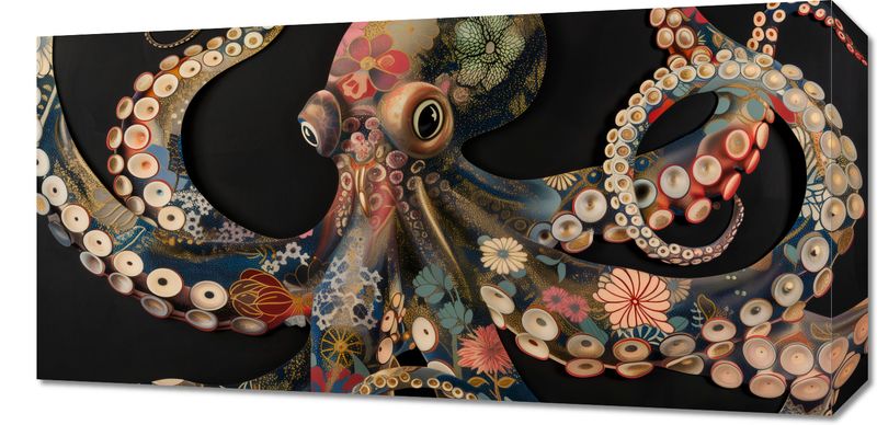 Obraz 60x30cm Ośmiornica W Czerni zdjęcie 1