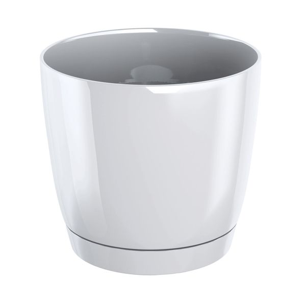 Doniczka COUBI DUOP120 z podstawką | Biały, Kształt Okrągły, Wymiary 12x11 cm, Kolor Biały, Prosperplast zdjęcie 1