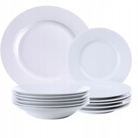 SERWIS OBIADOWY PORCELANOWY KOMPLET TALERZY 6 OSÓB 18 ELEMENTÓW BIAŁY