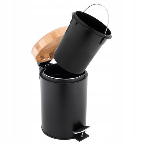 Kosz na śmieci łazienkowy mały śmietnik do łazienki kuchni czarny bambus na Arena.pl