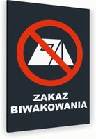 Tabliczka znak informacyjny 20x15 Antracyt ZAKAZ BIWAKOWANIA Nierdzewna