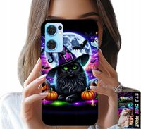 ETUI DO OPPO RENO7 5G - CZARNY KOTEK HALLOWEEN SALEM DYNIA WZORY