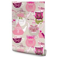 Tapeta Do Jadalni Kuchni Filiżanki Herbata Czajniki Kawa Styl Retro