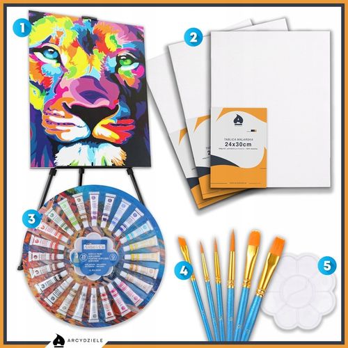 Zestaw Do Malowania Malarski Artystyczny Sztaluga Farby Płótna Dla Dzieci na Arena.pl