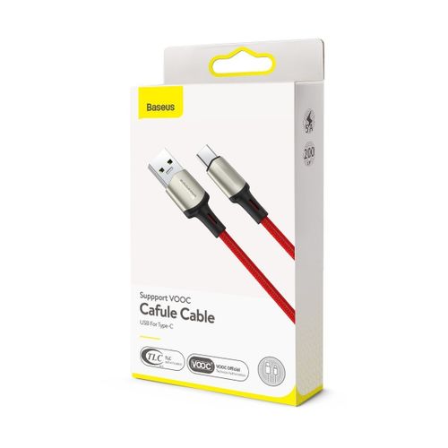 Kabel USB-C Baseus Cafule, VOOC, QC, 5A, 2m (czerwony) na Arena.pl