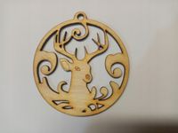 Bombka 9 cm ze sklejki Renifer