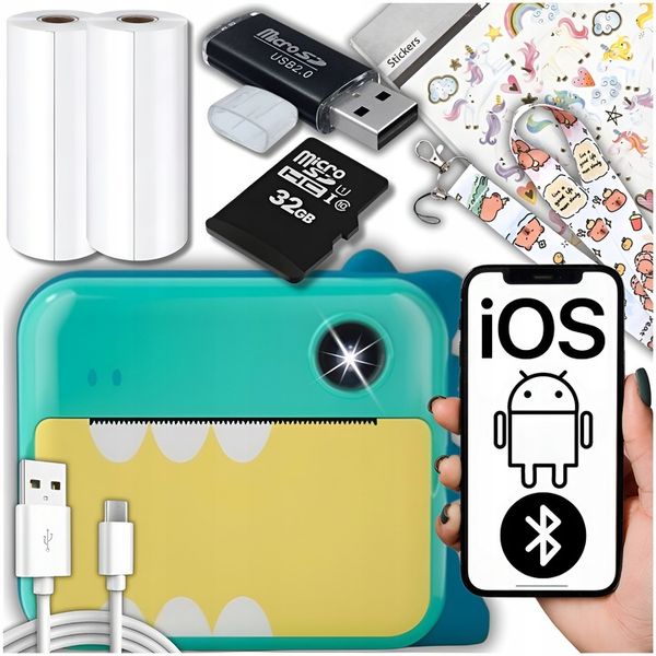 APARAT NATYCHMIASTOWY CYFROWY DLA DZIECI Z DRUKARKĄ KARTA 32GB + 2 ROLKI zdjęcie 1