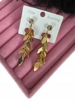 Klipsy złote blaszki długie wiszące nowość c96