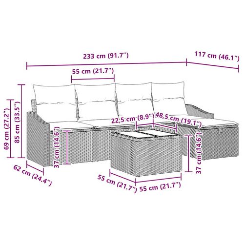 Zestaw Sof na Ogród 6 pcs Beżowy 55 x 55 x 37 cm Polirattan na Arena.pl