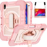 Etui Pancerne iPad Mini 6 8.3 Stojak 360 Pasek Rysik Różowe Złoto