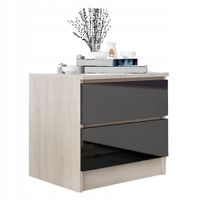 Stolik Nocny Szafka Nocna MDF 45 x 48x 40 CM Zoe Dąb Sonoma Czarny Połysk