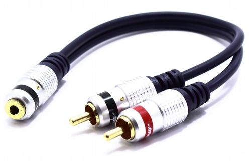 ADAPTER PRZEJŚCIÓWKA AUX GNIAZDO JACK 3,5 STEREO 2X WTYK RCA CINCH na Arena.pl