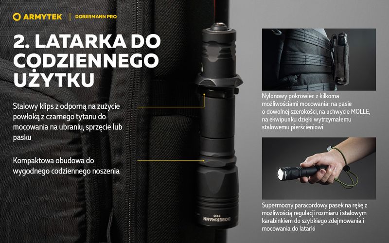 Latarka Armytek Dobermann Pro Magnet USB White zdjęcie 8