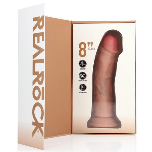 vibrating regular curved cock - 8 / 20,5 cm - flesh na Arena.pl