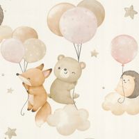 TAPETA DZIECIĘCA PASTELOWA ZWIERZĘTA BALONY MISIE FLIZELINOWA