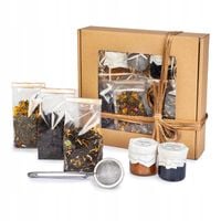 KOSZ PREZENTOWY herbata konfitury zaparzacz PREZENT ZESTAW UPOMINEK