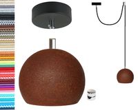 Lampa wisząca kula czarna rdza + gu10 loftowa 2m hamulec chrom