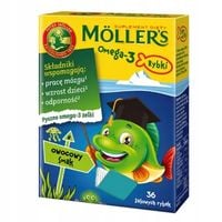 Moller's Omega-3 Żelki Rybki Dla Dzieci Owocowe, 36 szt. Tran Möller's