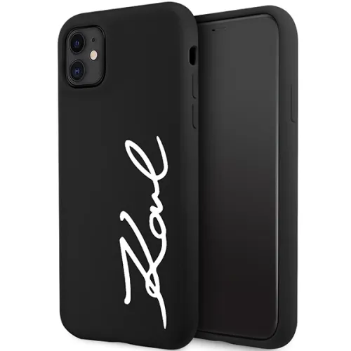 Etui Karl Lagerfeld Silicone Signature na iPhone 11 / Xr - czarne na Arena.pl
