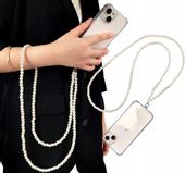 Smycz Na Szyję Do Telefonu Kluczy Białe Perły