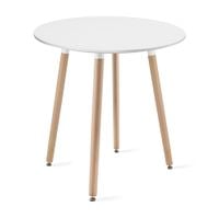 Stół KAMI Okrągły 60cm - biały / naturalne nogi
