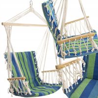 HAMAK KRZESŁO BRAZYLIJSKIE HUŚTAWKA FOTEL WISZĄCY OGRODOWY PODŁOKIETNIKAMI