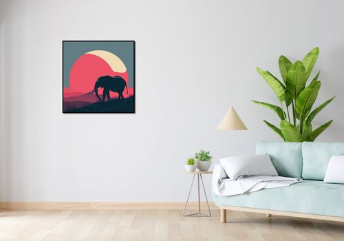 Plakat 70x70cm Słoń przy Czerwieni na Arena.pl