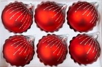 Bombki szklane 8cm 6 sztuk Ręcznie zdobione. Produkt polski (czerwone)