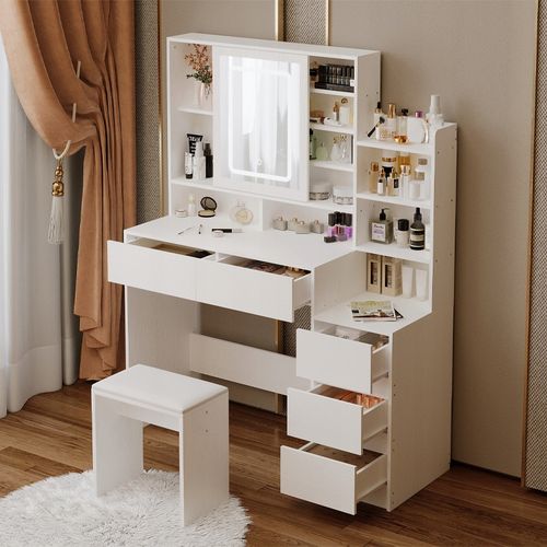 Kosmetiktisch mit Hocker und LED-Spiegel – Glamorous Loft na Arena.pl