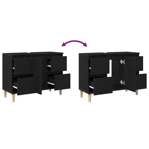 Szafka umywalkowa z szufladą z półką Czarny dąb 80 x 33 x 60 cm na Arena.pl