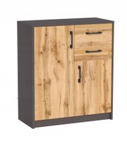 Komoda z szufladami 74cm, 2D2S, szafka, do salonu, Grafit/Dąb Wotan