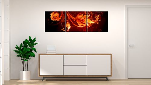 Obraz Tryptyk 90X30 Płomienne Kwiaty na Arena.pl