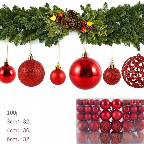 BOMBKI CHOINKOWE NIETŁUKĄCE OZDOBY ŚWIĄTECZNE ZESTAW BOMBEK 100szt CZERWONE zdjęcie 2