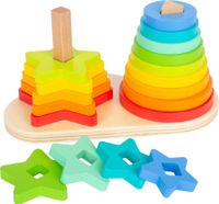 2 PIRAMIDKI TĘCZA drewniane KSZTAŁTY 19 części