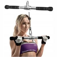 Uchwyt drążek do wyciągu atlasu prosty krótki gryf OBROTOWY gumowany stal