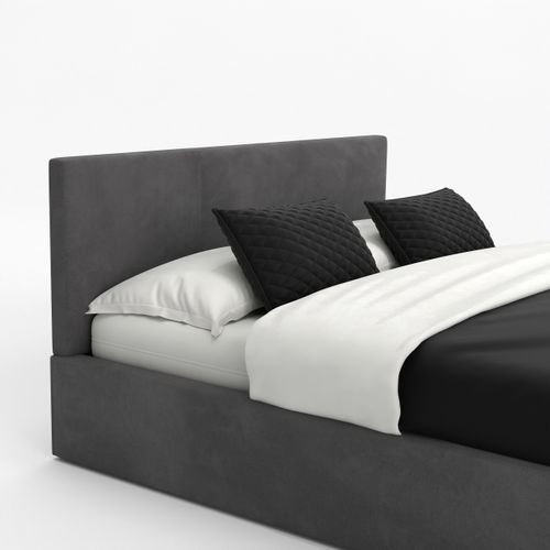 ŁÓŻKO TAPICEROWANE DO SYPIALNI 120x200 PODWÓJNE Z POJEMNIKIEM GRAFITOWE na Arena.pl