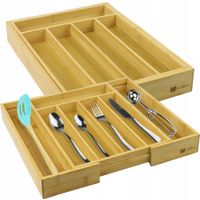WKŁAD BAMBUSOWY DO SZUFLADY KUCHENNY NA SZTUĆCE WIDELCE ŁYŻKI ŁYŻECZKI NOŻE