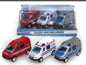 auto metalowe 3szt. POJAZDY UPRZYWILEJOWANE MINI VAN HKG069
