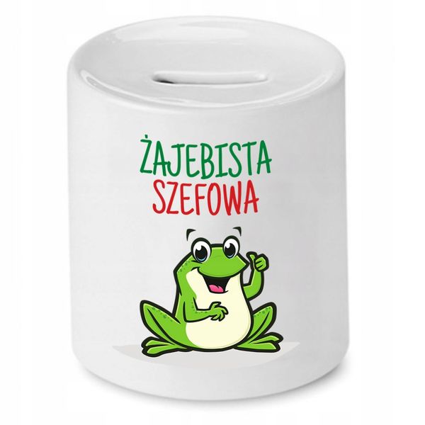 Skarbonka Dla Szefa Szefowa Żajebista Prezent Z Nadrukiem Ze Zdjęciem zdjęcie 1